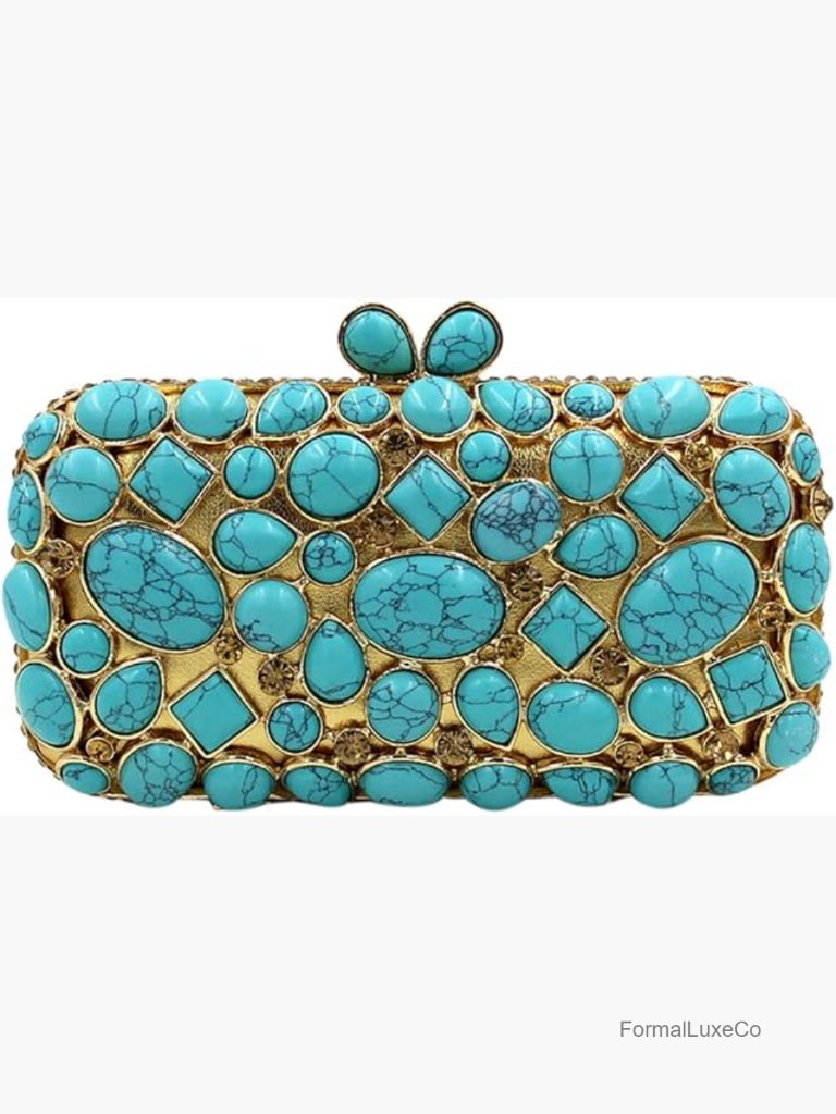 Crystal Rhinestone Evening Clutch Purse With Chain Shoulder Strap